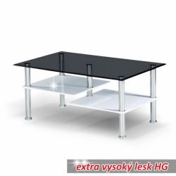 Konferenční stolek bílý lesk/sklo T-02